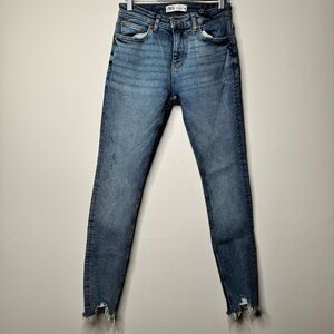 Zara Women's High Rise Distressed Skinny Jeans